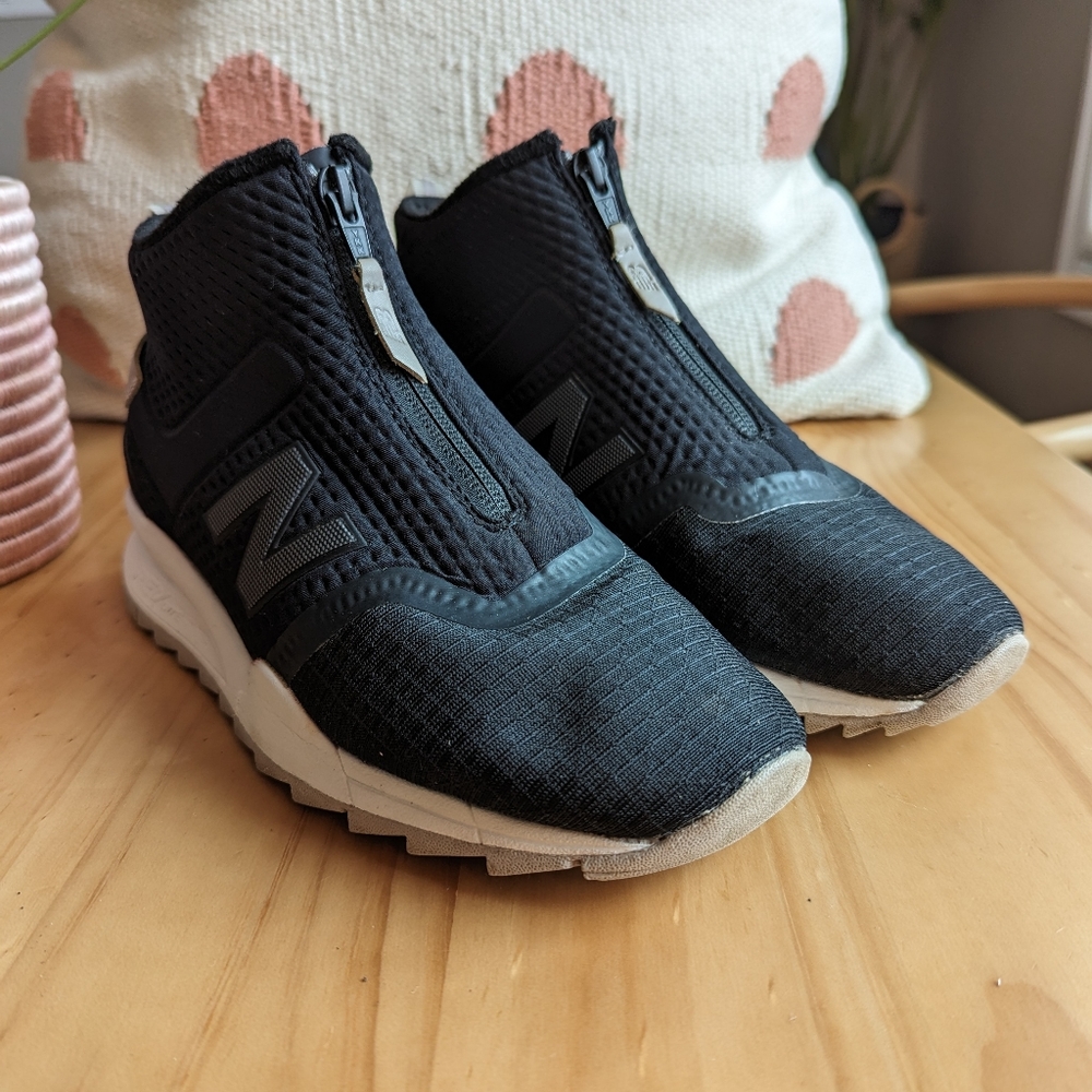 New Balance Black REVlite 247 Mid Top Zipper Sneakers